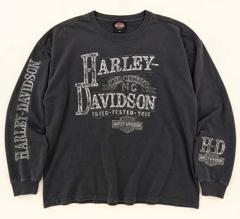 Harley Davidson Warren Ohio Distressed Long Sleeve Biker Tee 3XL